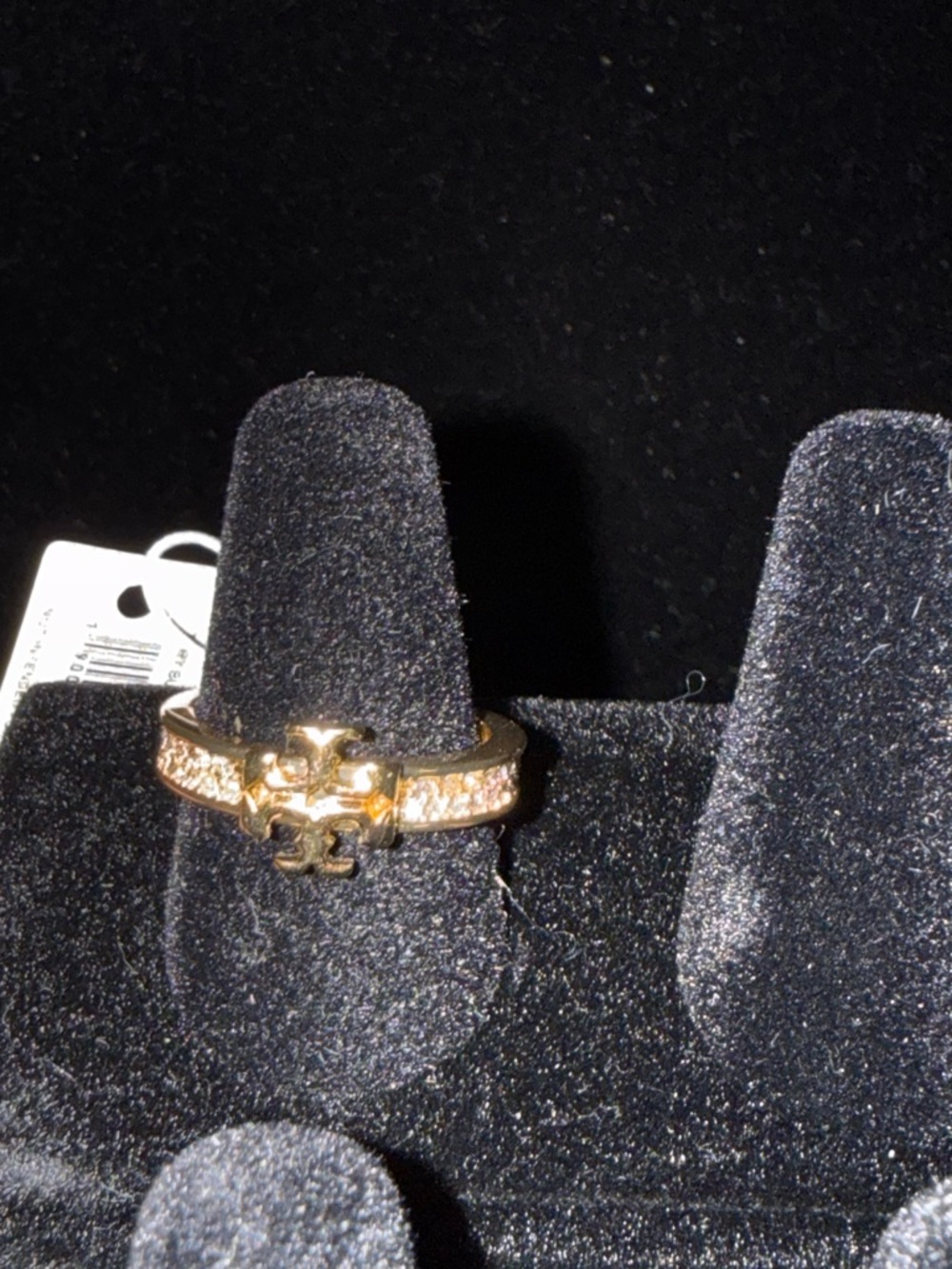 Tory Burch Gold Logo Pave Band Ring - Gold